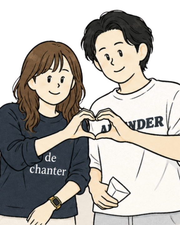 翔伍さんと由奈さんのイラスト